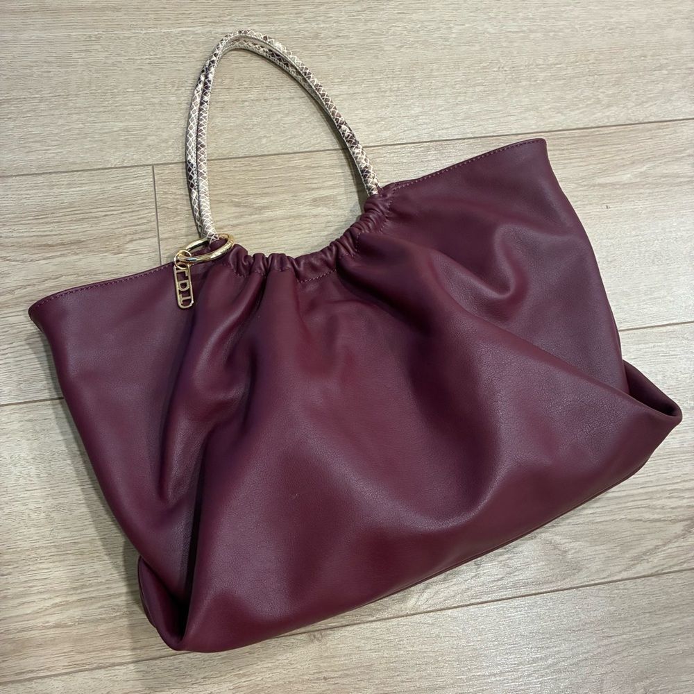 LDT Lily Medium Tote Snake Cabernet Purple Leather
